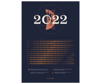 Kalendarz Księżycowy Fazy Księżyca 2022 granatowy