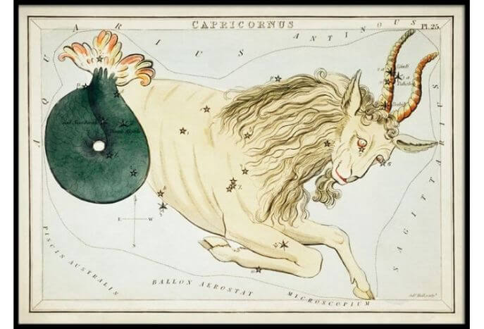 Plakat znaki zodiaku retro - Koziorożec