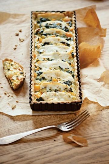 szpinak, szparagi, ser, tarta